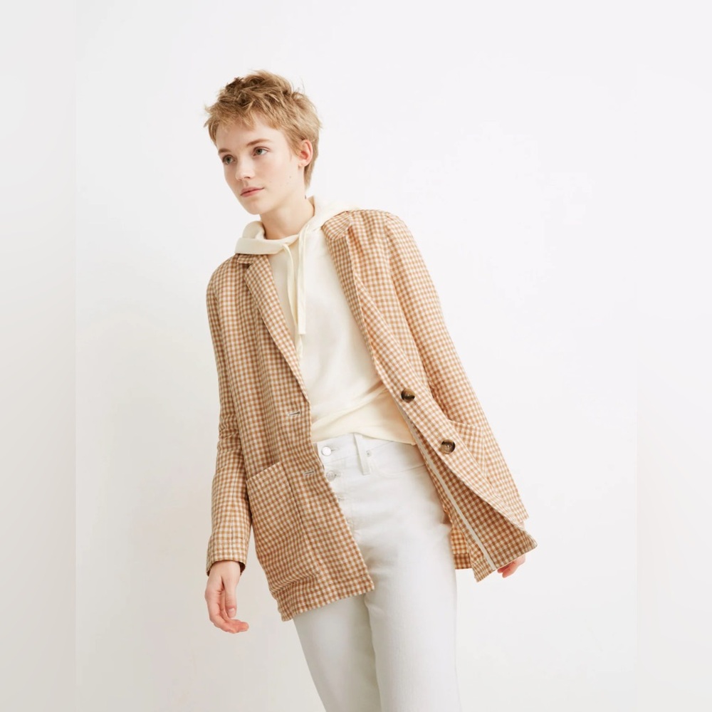 Madewell • Linen Dorset Blazer Jacket Gingham Check S